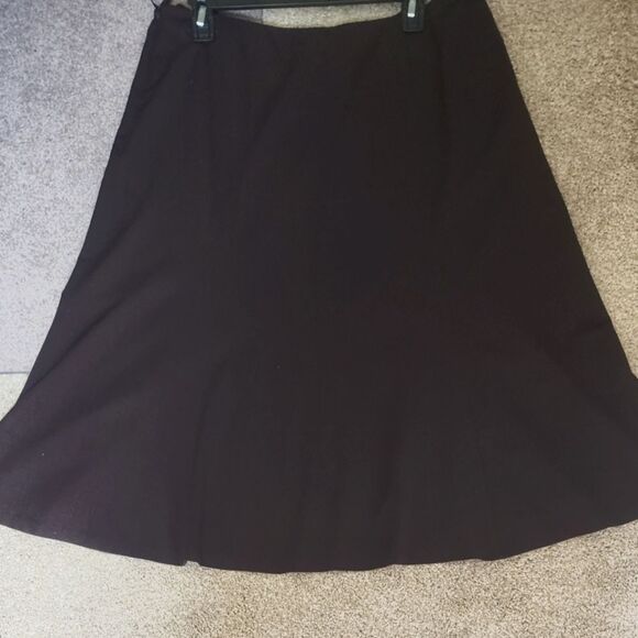 Chaps 12 Brown A-Line Knee-Length Zipper 6 Wedges Women's Skirt - Picture 1 of 5